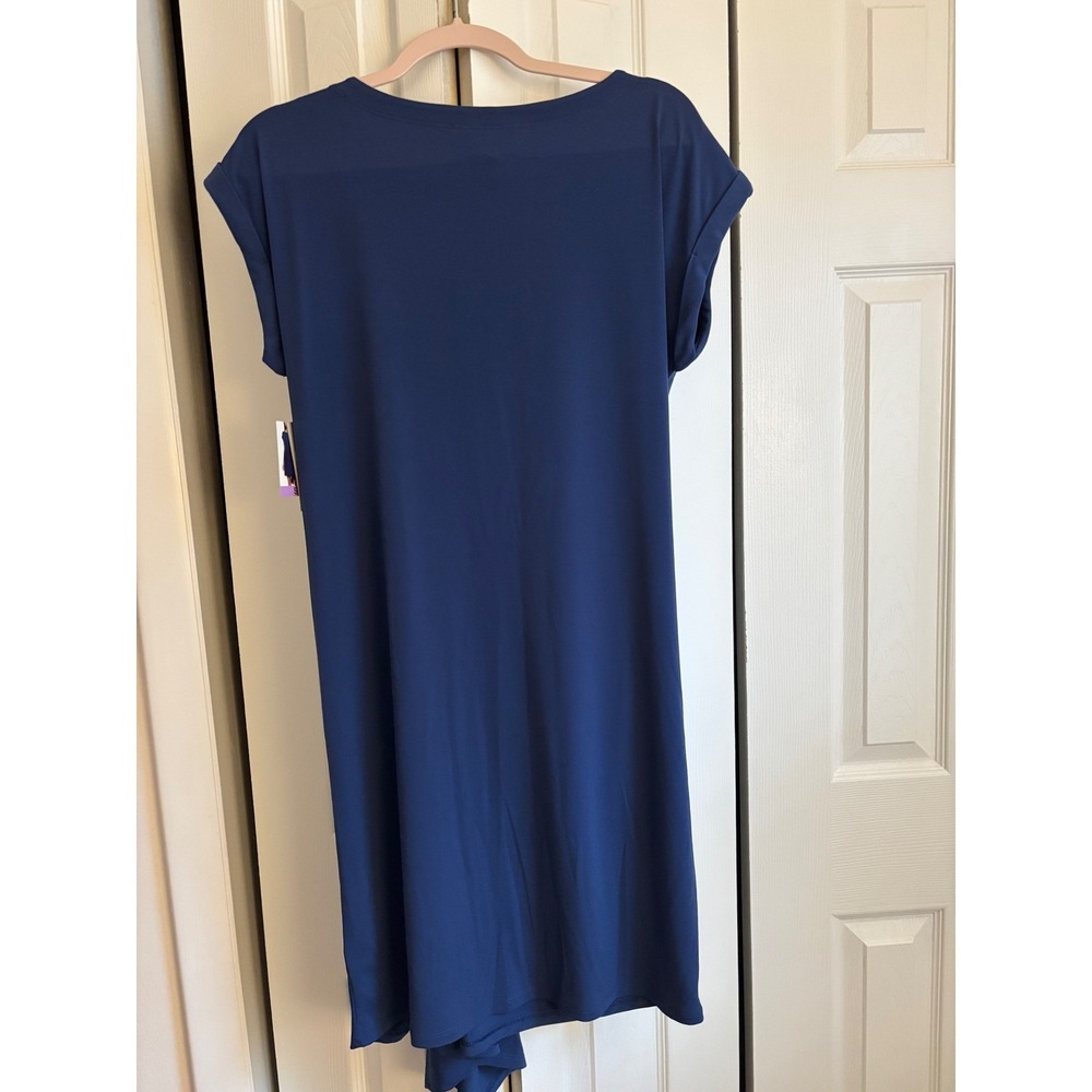 Kenneth Cole Reaction Ink Blue Draped Dress NWT Size S Gathered Front MSRP $89 - Picture 7 of 9